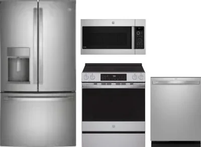 4 Piece Package Includes Refrigerator, Range, Microwave And Dishwasher
